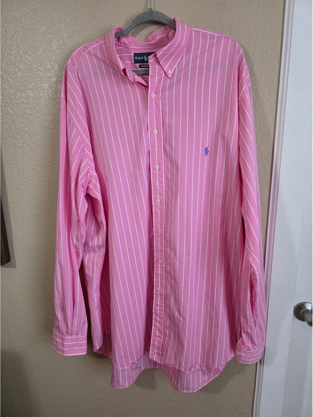 Ralph Lauren Classic Fit Pink Striped Dress Shirt 2XLT Tall